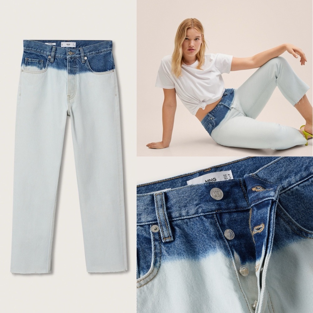 Mango Straight Blue Jeans Cotton NWT Size 38EU or 8US